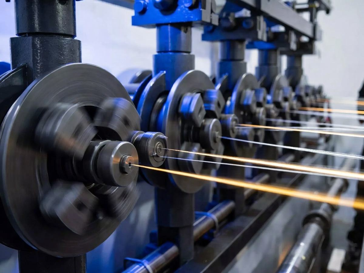 Wire-drawing equipment reducing nickel wire to final diameter
