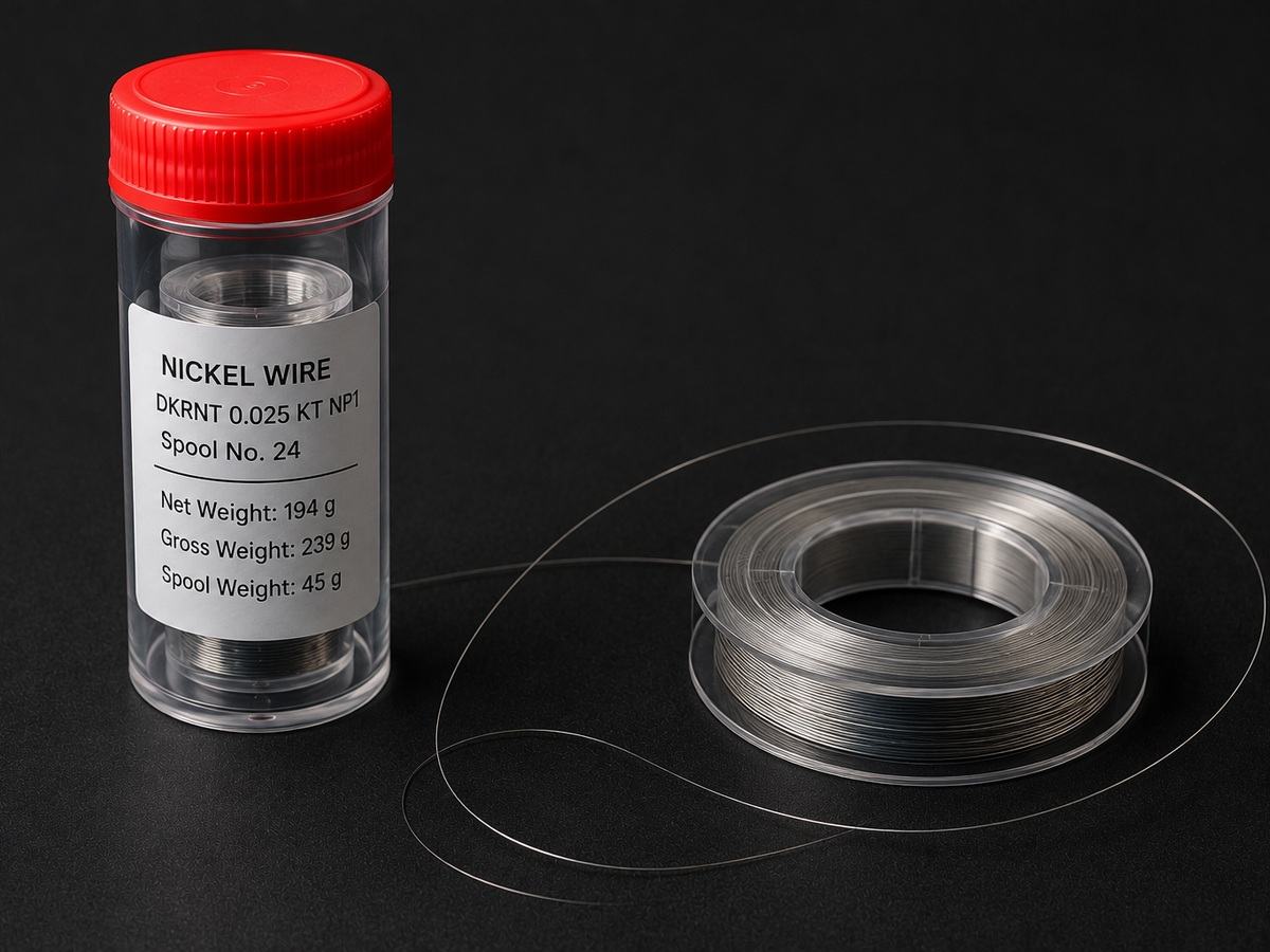 Nickel wire spool tube opened to show the spool inside