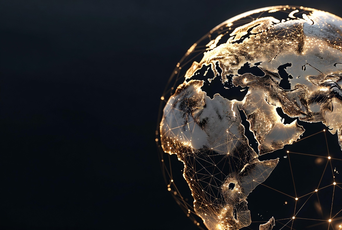 Golden wireframe globe representing future asset categories