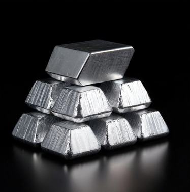 Illustrative stacked aluminium ingots