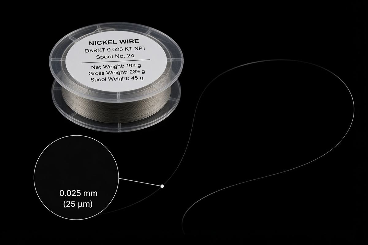 Illustrative spool of ultra-fine nickel wire