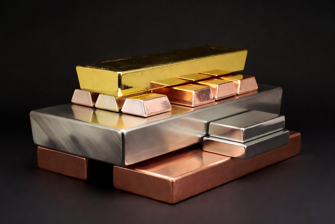 Stacked industrial metal bars