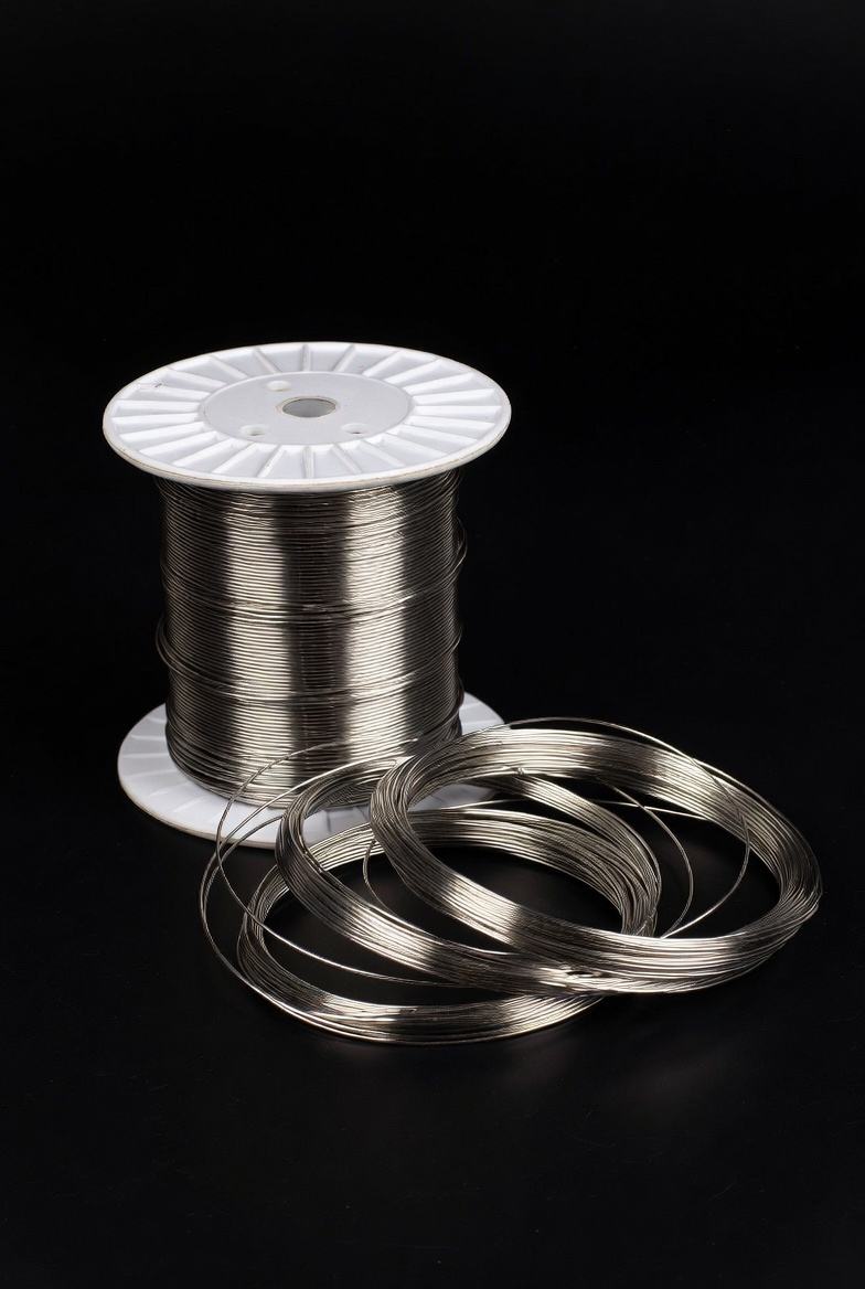 Illustrative ultrafine nickel wire spool with loose coils